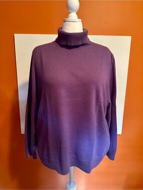 Lands' End 100% Cashmere Purple Turtleneck Sweater Size 2X (20W-22W)